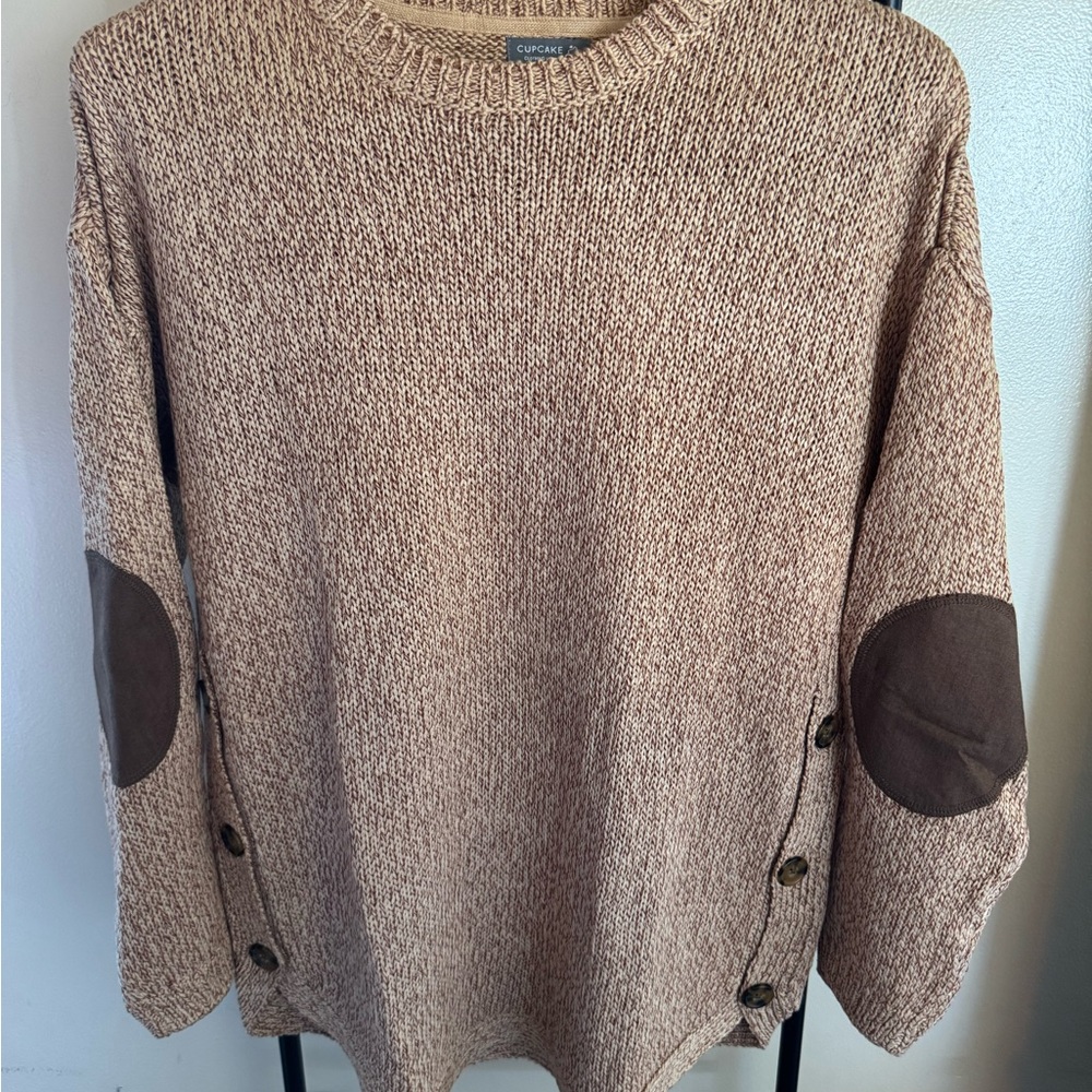 Cozy Earth-Toned Sweater with Elbow Patches